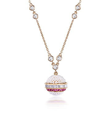 Pearl, Diamond and Pink sapphire necklace